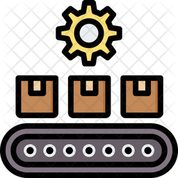 Production Line Icon - Download in Colored Outline Style