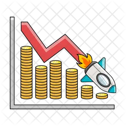 Profit decreased rocket chart  Icon