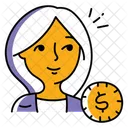 Profit With A Female  Icon