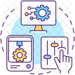 Programmable automation concept icon. Producing product in batches