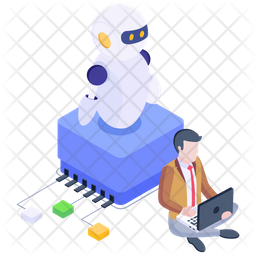 Programming Robot Icon - Download in Isometric Style