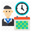 Business Man User Clock Icon