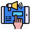 Movil Mano En Linea Icono