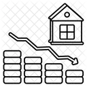 不動産販売減少、成長低下、減少 アイコン