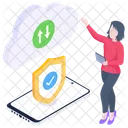 Datos En La Nube Transferencia De Datos Seguridad En La Nube Icono