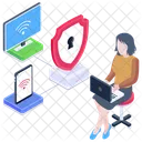 Secure Connection Protection Network Cybersecurity Icon