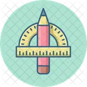 Protractor Pencil Geometry Math Icon