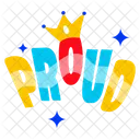 Proud Proud Word King Crown Icon