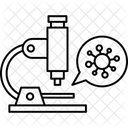 Microscopio De Prueba De Coronavirus Investigacion De Corona Celula Icono