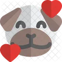 Pug Smiling With Hearts Animal Wildlife Icon