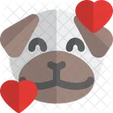 Pug Sonriendo Con Corazones Animales Vida Silvestre Icono