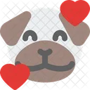 Pug Sonriendo Con Corazones Icono