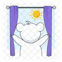 Pulling Curtains Morning Time Morning Routine Icon