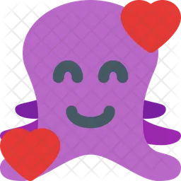 Pulpo sonriendo con corazones Emoji Icono