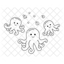 Dibujos Animados De Pulpo Burbujas Brillantes De Ensueno Icono