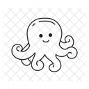 Caricatura De Pulpo Criatura Marina Pulpo Sonriendo Icono