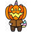 Pumpkin Head Unicorn Icon