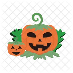 Pumpkin halloween with grass  Icon