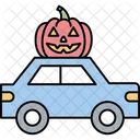 Pumpkin On Car Halloween Decoration Halloween Symbols Icon