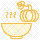 Pumpkin Soup Bowl Duotone Line Icon Icon