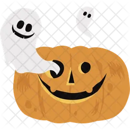 Pumpkin with ghost  Icon