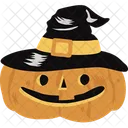 Pumpkin with witch hat  Icon