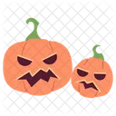 Pumpkin Two Scary Jack O Lantern Autumn Party Icon