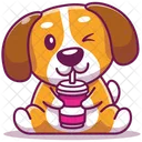 Puppy Drinking Soda  Icon