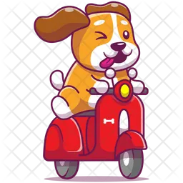 Puppy Driving Scooter  Icon