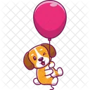 Puppy Holding Balloon  Icon