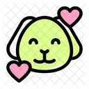 Puppy Smiling With Hearts Icon