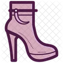 Purple Mesh Bootie Heel Women's Shoes  Icon