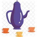Purple Teapot And Glasses  Icon