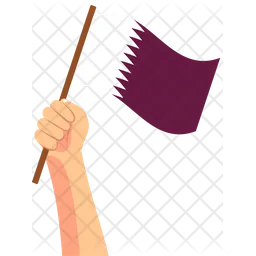 Qatar hand holding Flag Icon