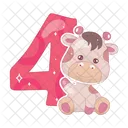 Quatro Desenho Animado Numero Ícone