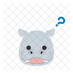 Question Hippo Emoji Icon