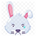 Rabbit Crying Expression Cute Facial Emoji Vector Bunny Furry Animal Sad Cry With Tear Drop On Face Injured And Unhappy Mood Depression Smile Emotion Sorrowful Emoticon Flat Cartoon Illustration Icon