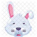 Rabbit cute animal boring expression emoji vector. Wild bunny face with open mouth and half-close eyes. Disdain, duh, huh and tired emotion. Pet contempt emoticon flat cartoon illustration  Icon