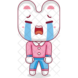 Rabbit Mascot Crying Icon - Download in Colored Outline Style
