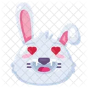 Rabbit with hearts in eyes expression emoji  Icon