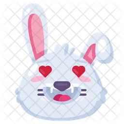 Rabbit with hearts in eyes expression emoji Emoji Icon