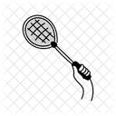 Half Tone Holding Badminton Racket Illustration Badminton Racket Racket Icon