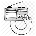 Half Tone Radio Illustration Radio Receiver Broadcasting Icon
