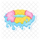 A Flat Sticker Icon Of A Rafting Boat Icon
