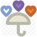 Rain Hearts Umbrella Icon