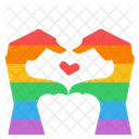 Rainbow hand with heart  Icon