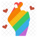 Rainbow hand with heart  Icon
