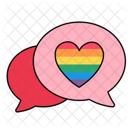Rainbow Heart With A Speech Bubble Around It  Icon
