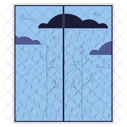 Rainy bad weather behind window  Icon
