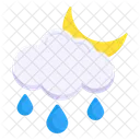 Rainy Night Nighttime Weather Forecast Icon